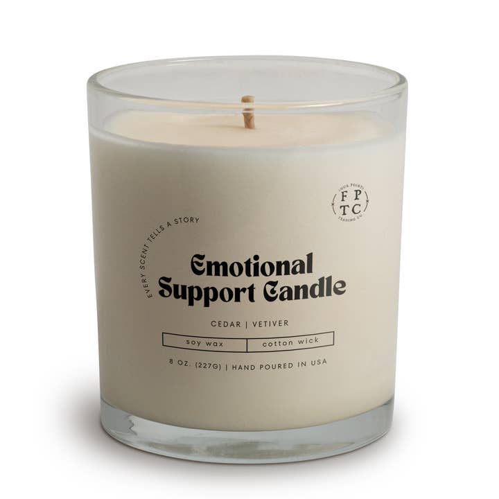 Emotional Support 8 oz Soy Candle for wholesale by Four Points Trading Co