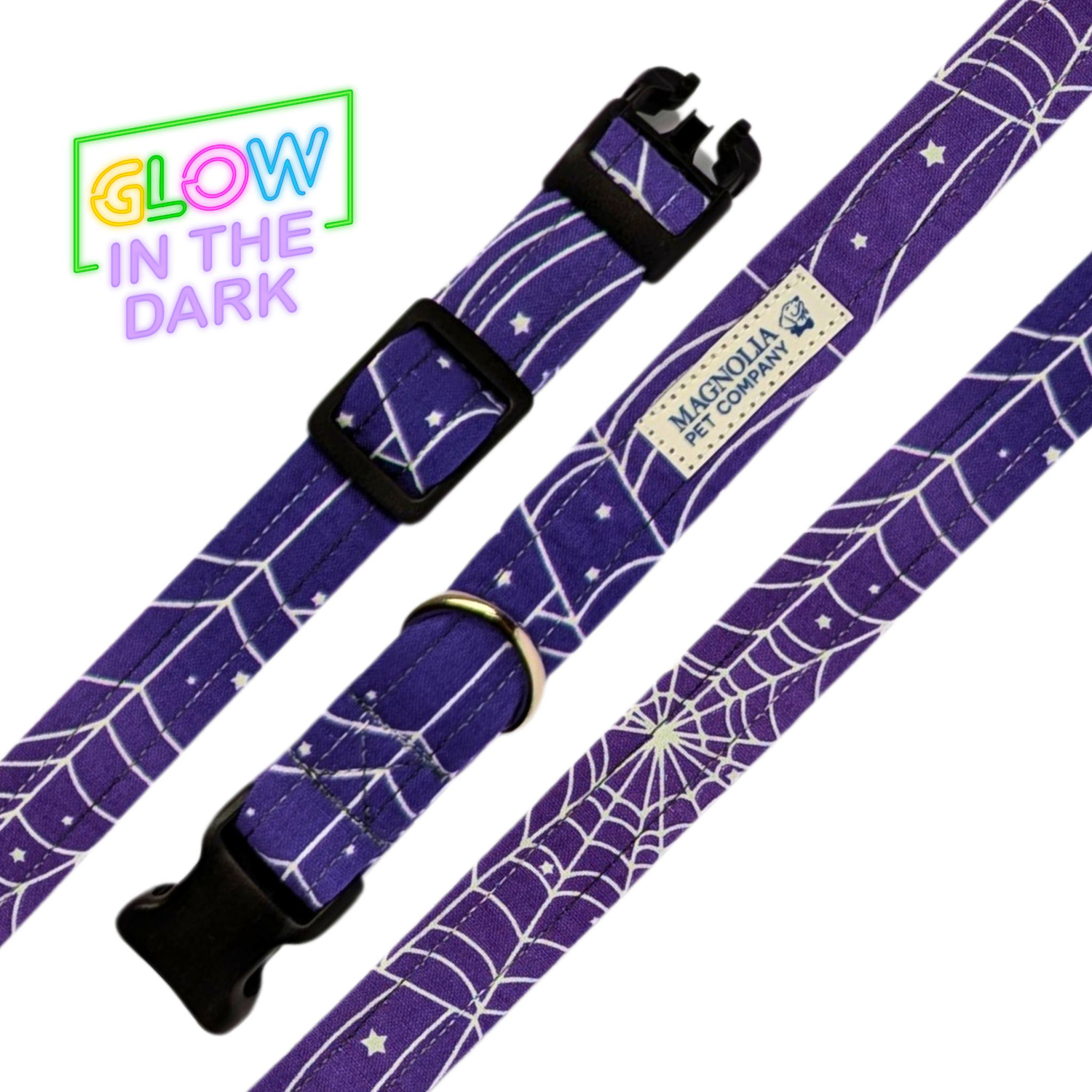 The Magnolia Pet Co. - Wholesale Pet Collar - Dog - Spooky Halloween Spider Web Dog Collar (Glows in the Dark)0