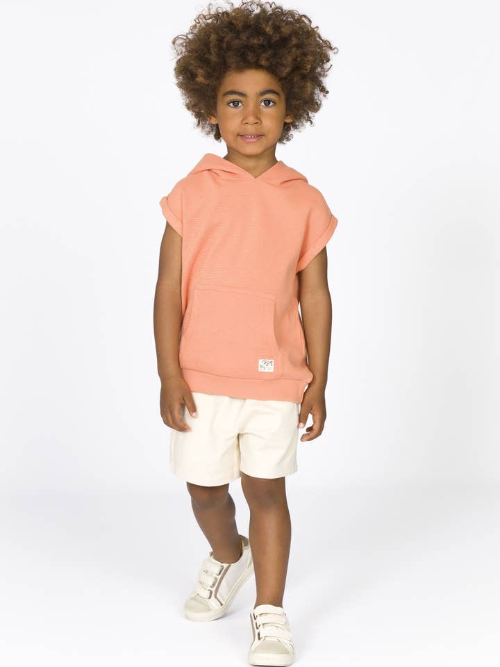 Camisola sem mangas com capuz para menino, laranja por atacado de Charanga