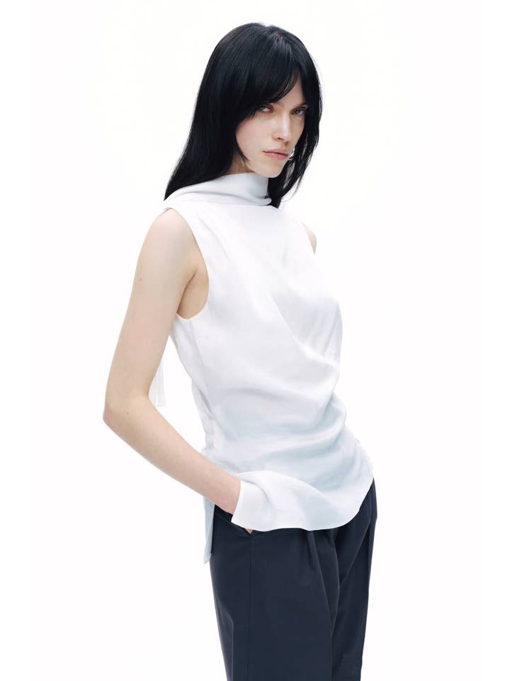 Esbranquiçado Blusa com Design de Xale para venda a revendedores na Faire5