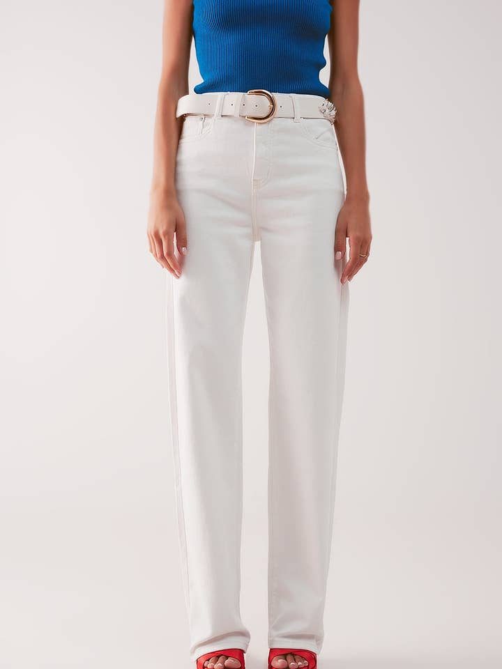 Blanco Jeans mom slouchy de talle alto en crema de venta al por mayor en Faire