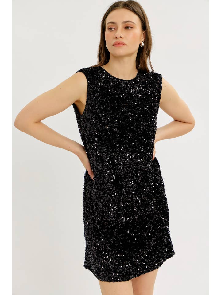 idem ditto - Wholesale Dress - Women's - HOLIDAY MAGIC SEQUIN VELVET DRESS WITH BACK CONTRAST RIBBON19