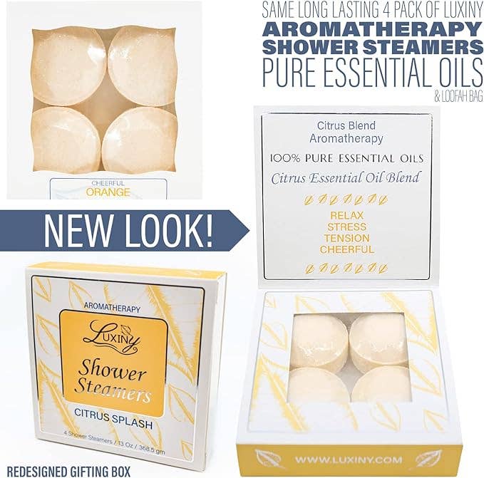 Luxiny Products - Luxurious Bath and Body - Vendita all'ingrosso Bombe/Compresse vaporizzanti da doccia - Vaporizzatori per doccia | Olio essenziale | Confezione da quattro | Regalo per la cura personale2