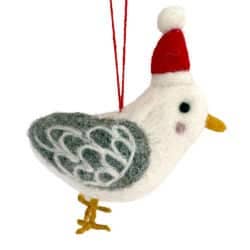 Gabbiano con cappello di Babbo Natale – ornamento natalizio per la vendita all'ingrosso da parte di Santa and friends