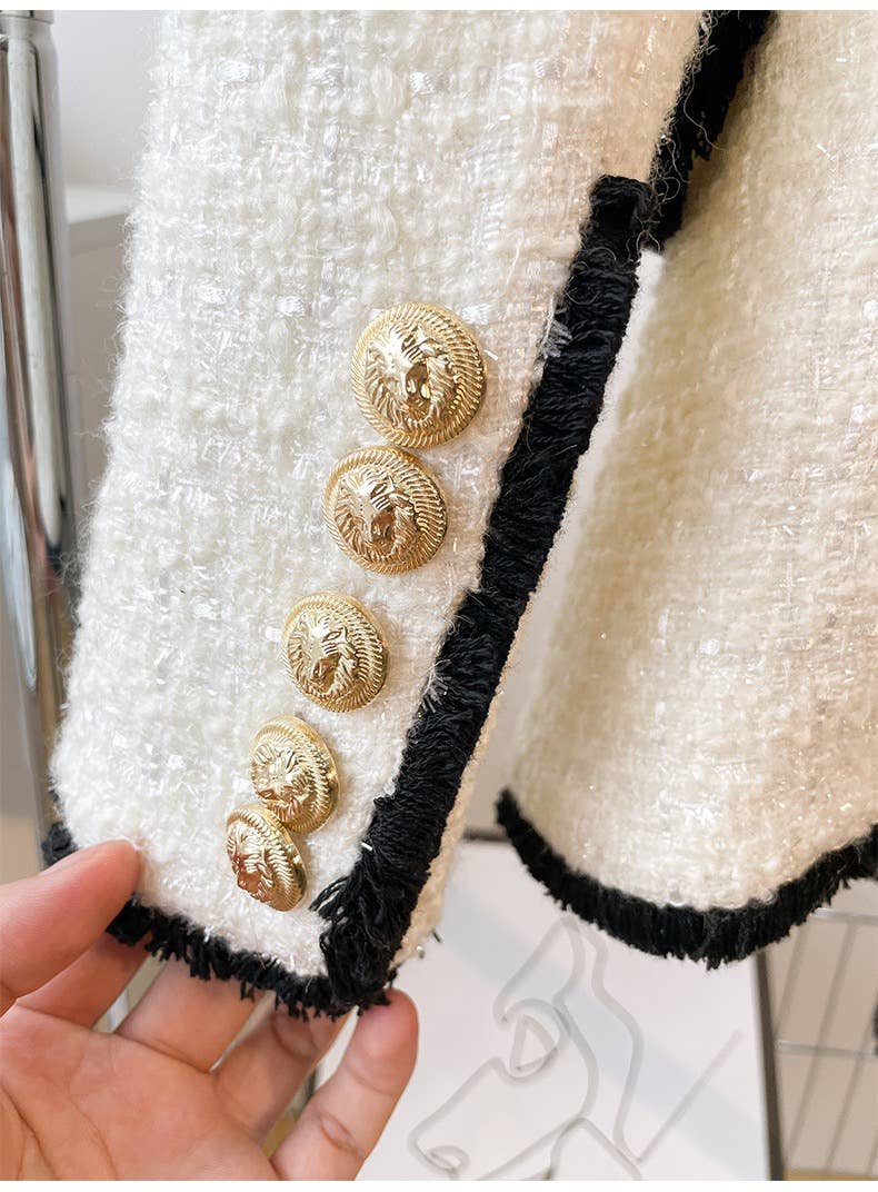 Productseeker - Wholesale Suit Set - Women's - SET018 Tweed Blazer And Short Set Fomal Blazer Set Two Piece11