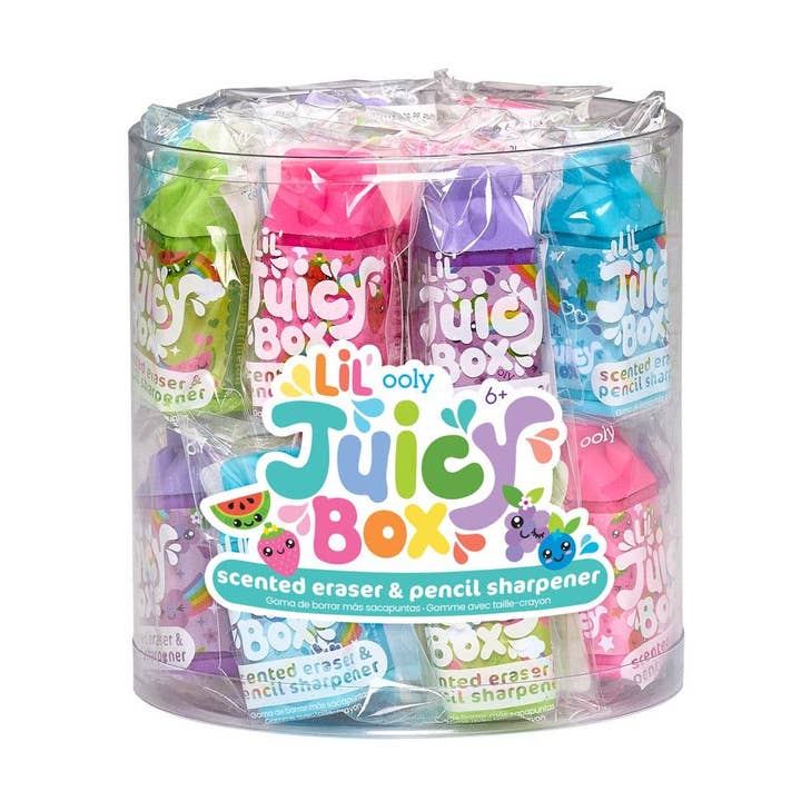 Lil' Juicy Box: Scented Eraser + Sharpener (Assorted Tub of for wholesale by OOLY