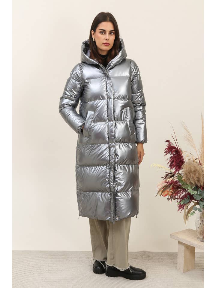 Attrait Paris - Wholesale Puffer Jacket - Women's - Extra long puffer jacket with metallic hood19