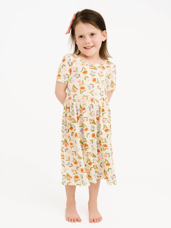 Little One Shop - Wholesale Dress - Kids - Daisy Daydream Short Sleeve Bamboo Dress