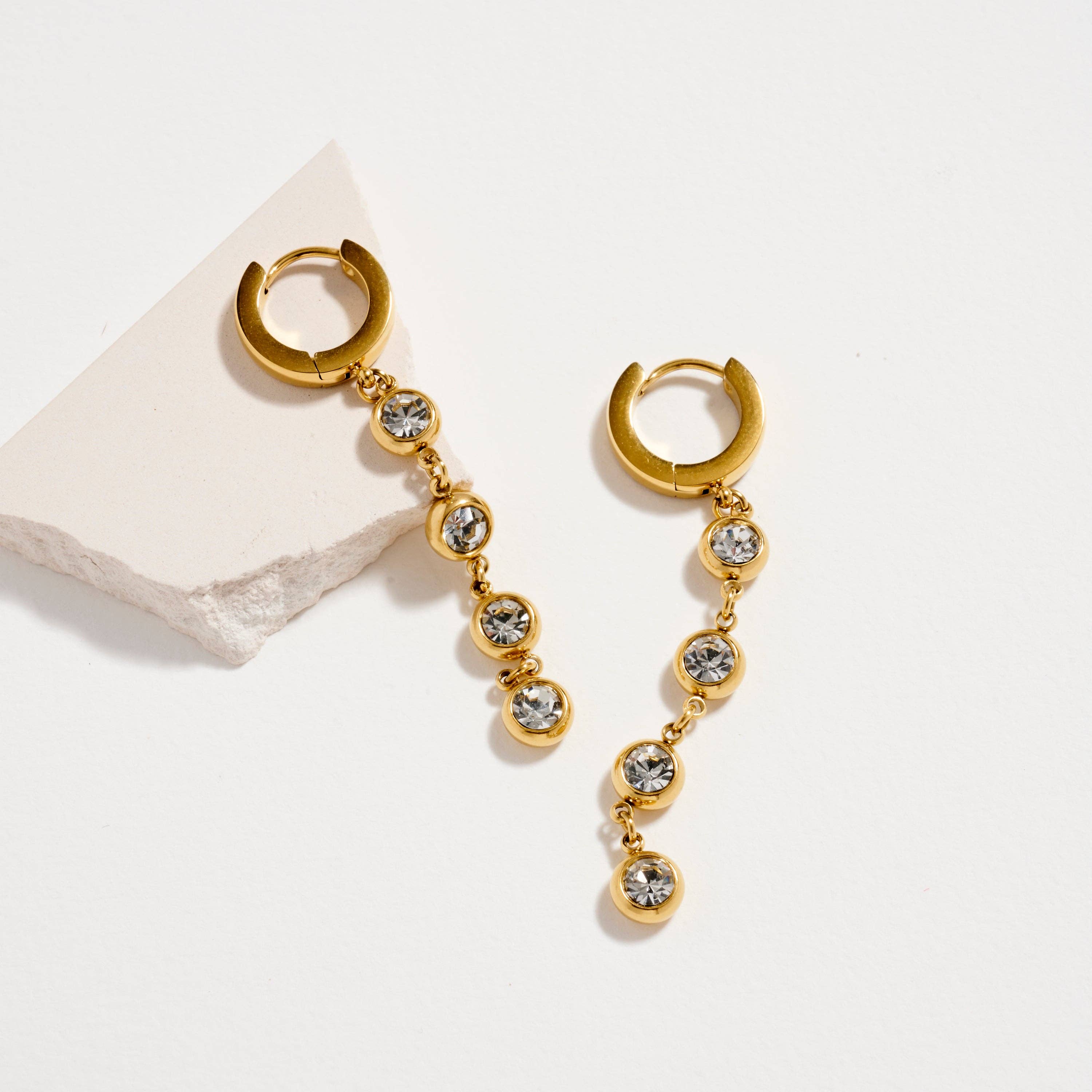 GD Stainless Steel CZ Drop Hoop Earrings – Hypoallergenic & Tarnish Resistant for wholesale on Faire1