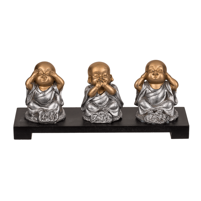 Out of the blue KG - Wholesale Decorative Figurine - 3 Polyresin decoration figurines on wooden bowl,1