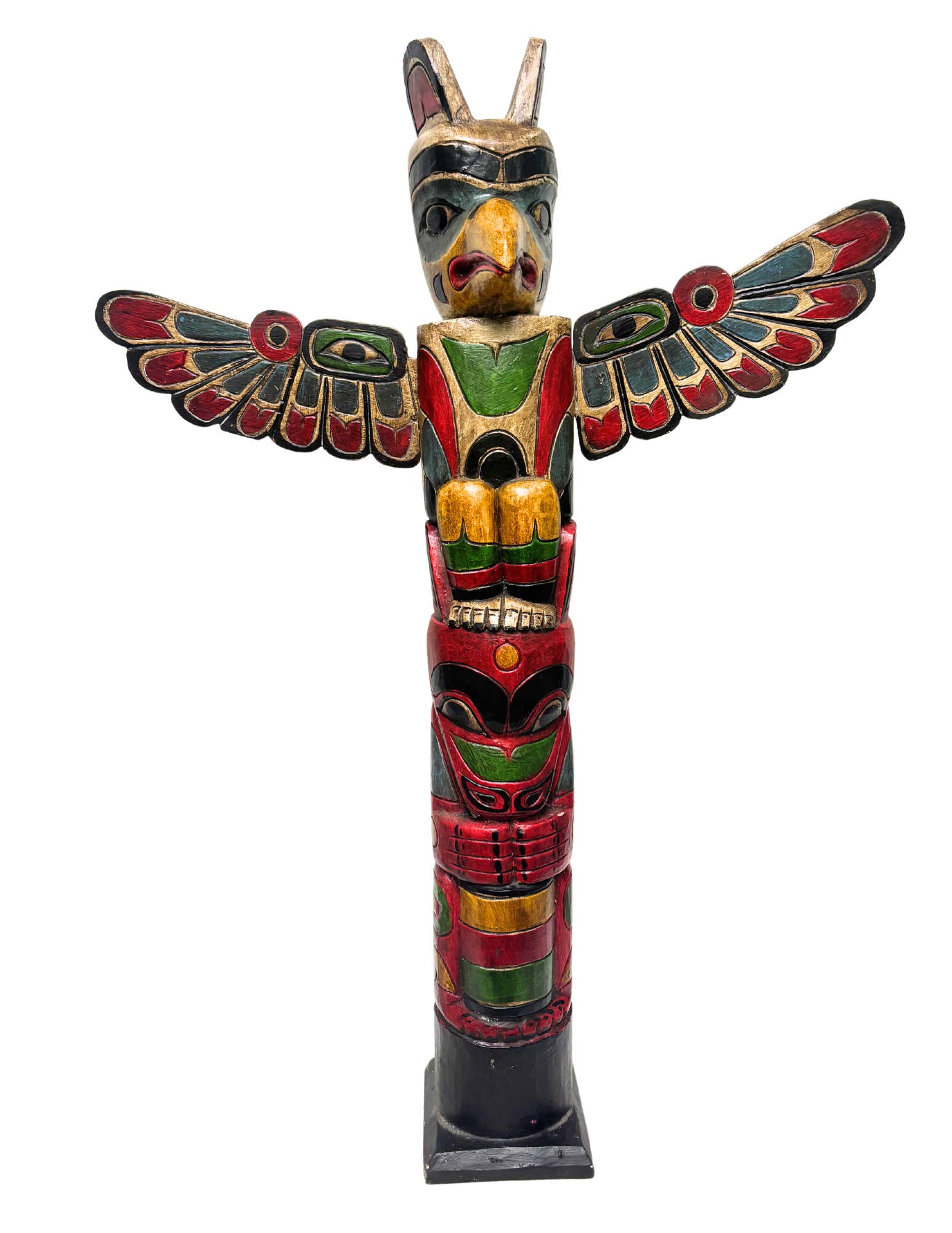 White Elephant - Wholesale Sculpture - 3 Foot Tall Northwest Coast Style Wooden Eagle Totem Pole