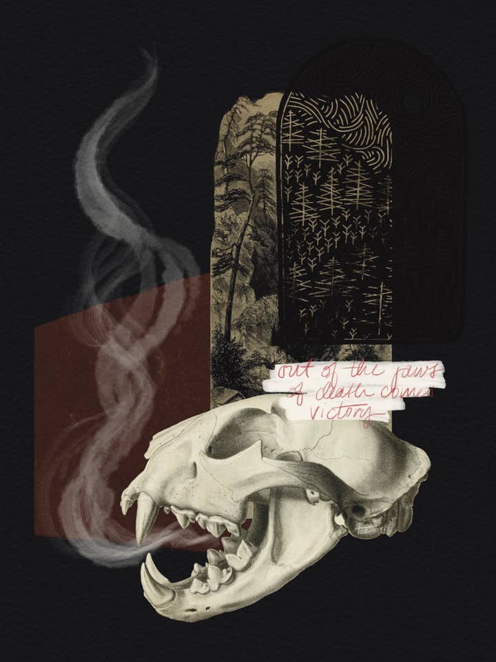 "Aus den Klauen des Todes kommt der Sieg" Kunstdruck | Collagekunst, Moody Dark Academia, Keine KI für den Großhandel von Amy Teawalt Studio