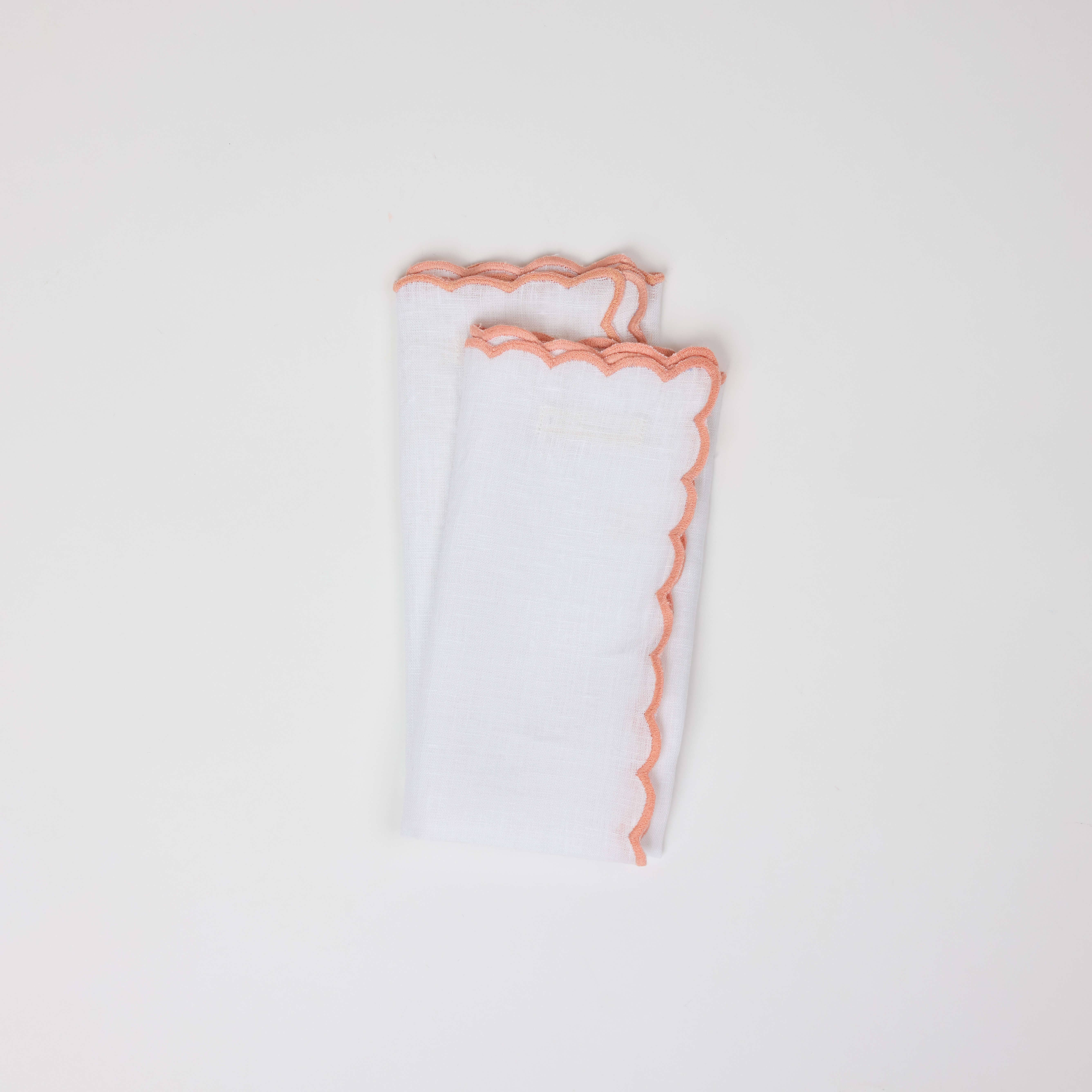 Craft Boat – wholesale Dinner & cloth napkin – ARTISANAL ESSENTIAL SCALLOPED LINEN NAPKINS SET PINK0