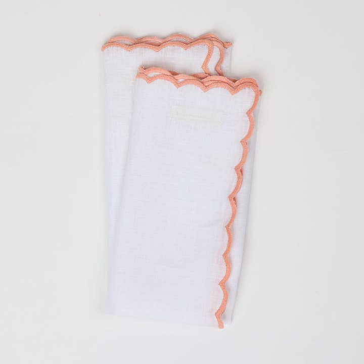 Craft Boat - Wholesale Dinner & Cloth Napkin - ARTISANAL ESSENTIAL SCALLOPED LINEN NAPKINS SET PINK0