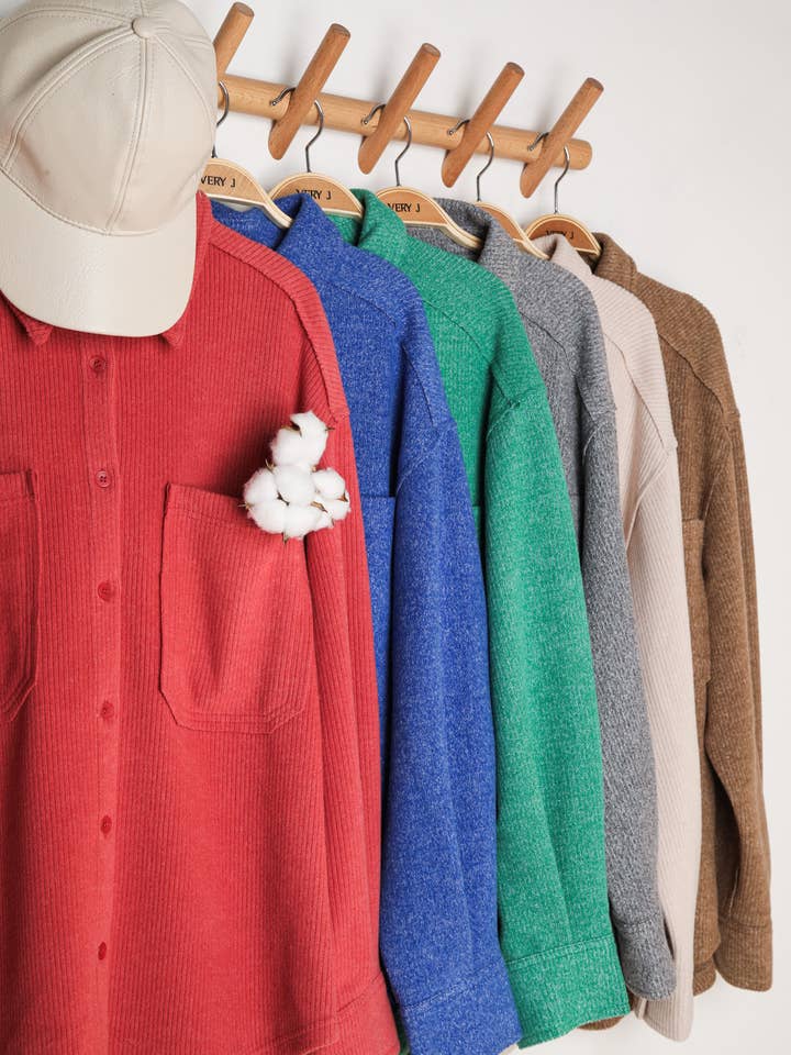 VERY J - Wholesale Shirt Jacket/Shacket - Women's - NJ90004-Oversized Cozy Button Down Shacket Jacket