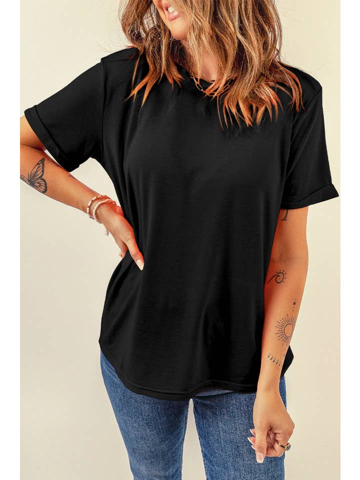 PRETTY BASH - Wholesale T-Shirt - Women's - Solid Short Sleeve Crew Neck Tee43