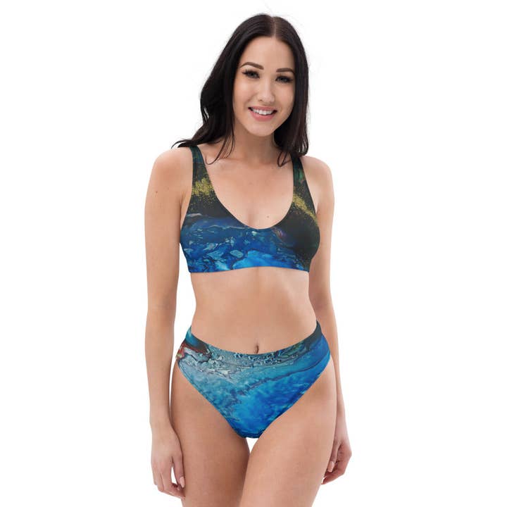 Bikini taille haute recyclé Gold Stream pour la vente par Rainbow City