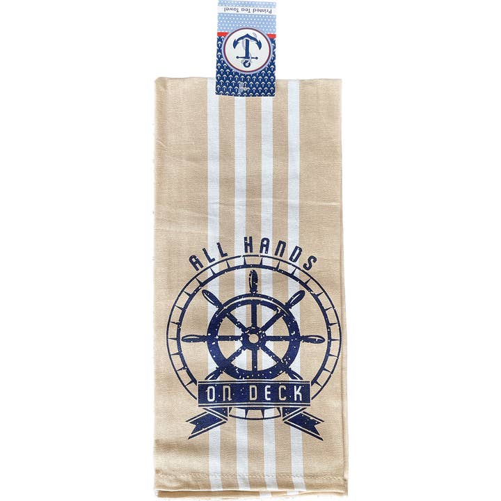 Torchons nautiques - Imprimé « All Hands On Deck » pour la vente par Accent Linen