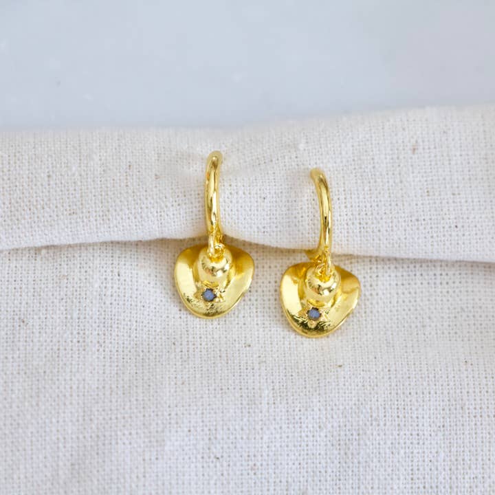 Mesa Blue - Wholesale Huggie Earrings - Opal Cowboy Hat Huggie Earrings 2