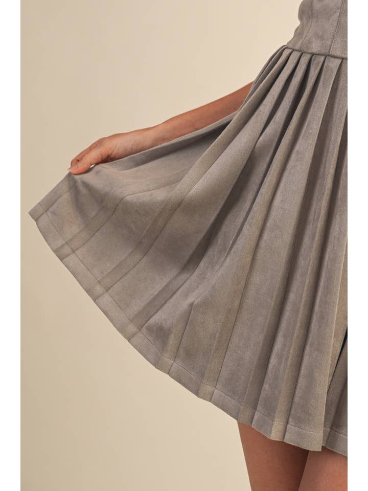 Klesis - Wholesale Dress - Women's - ID9415 SUEDE PLEATED SKIRT STRAPLES MINI DRESS15