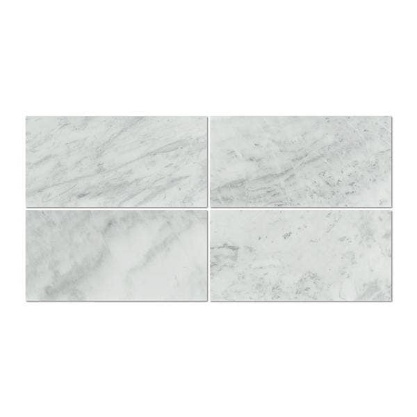 White 12 x 24 Honed Bianco Mare Marble Tile for wholesale on Faire