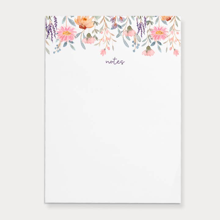 Floral Illustrated Notes Notepad | 4.25" x 5.5" for wholesale by Paper and Clips Co.