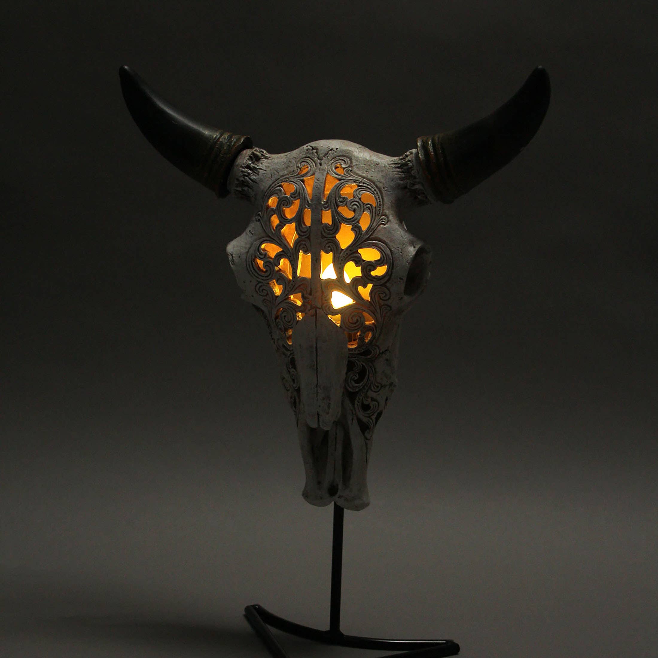 Zeckos - Wholesale Accent/Desk Lamp - Steer Skull Wall Table Accent Light w/ Removable Metal Stand6