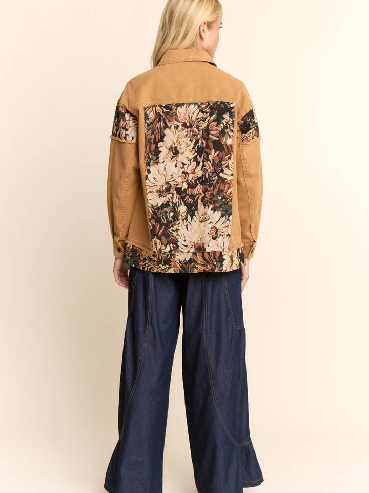 Davi & Dani - Wholesale Jacket - Women's - STONE WASHED DENIM JACQUARD PANEL MIDI JACKET12