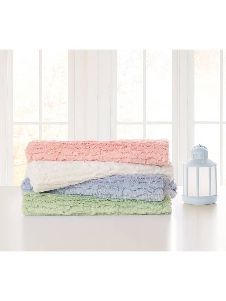 Piccolo Bambino - Wholesale Bedding Blanket - Kids & Baby - Textured Faux Fur Stroller Blanket with Wooden Hanger