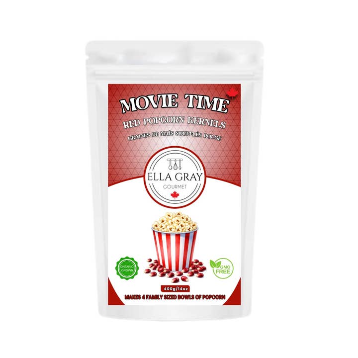 MOVIE TIME POPCORN KERNELS - RED for wholesale by Ella Gray Gourmet
