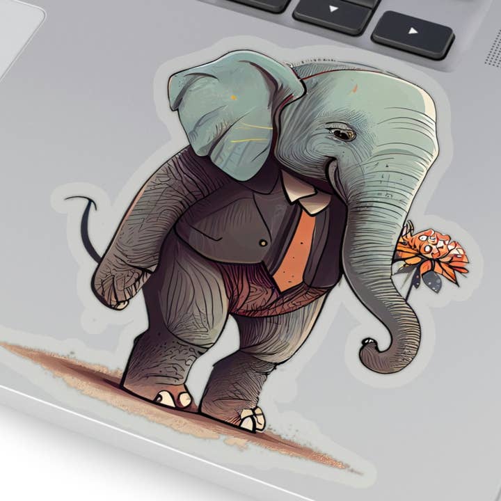 Waterproof Vinyl Sticker - Adorable Cartoon Elephant for wholesale by Smartstead Homestead