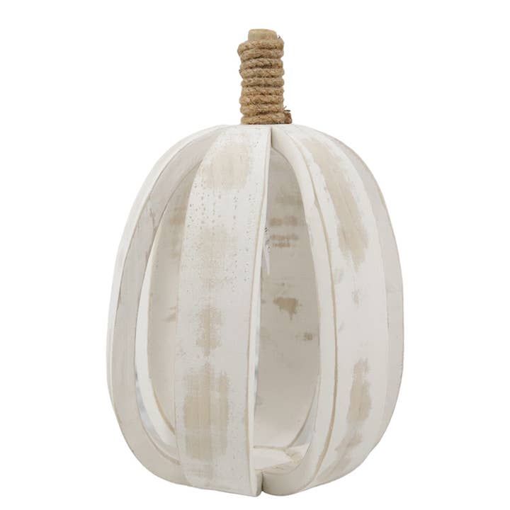 Medium White Wood Rib Pumpkin for wholesale by WT Collection