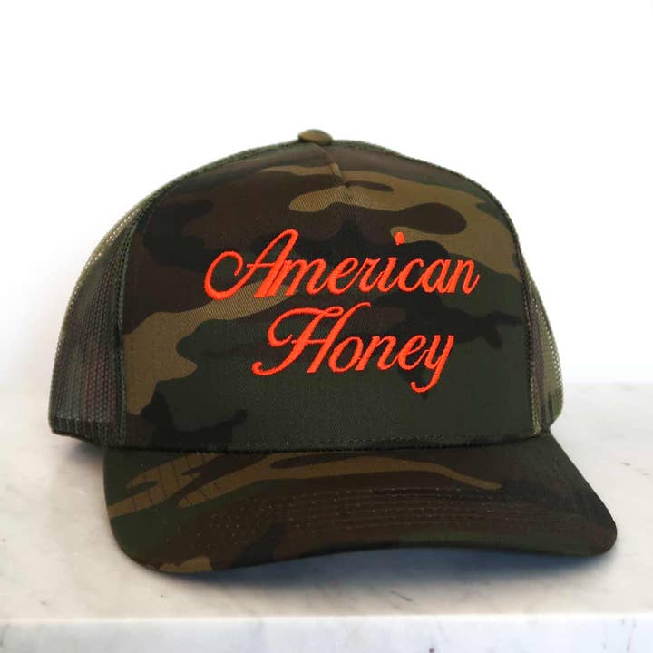 Sundrop - Wholesale Trucker Hat - Women's - American Honey Camouflage Embroidered Hat - Neon Red Orange0