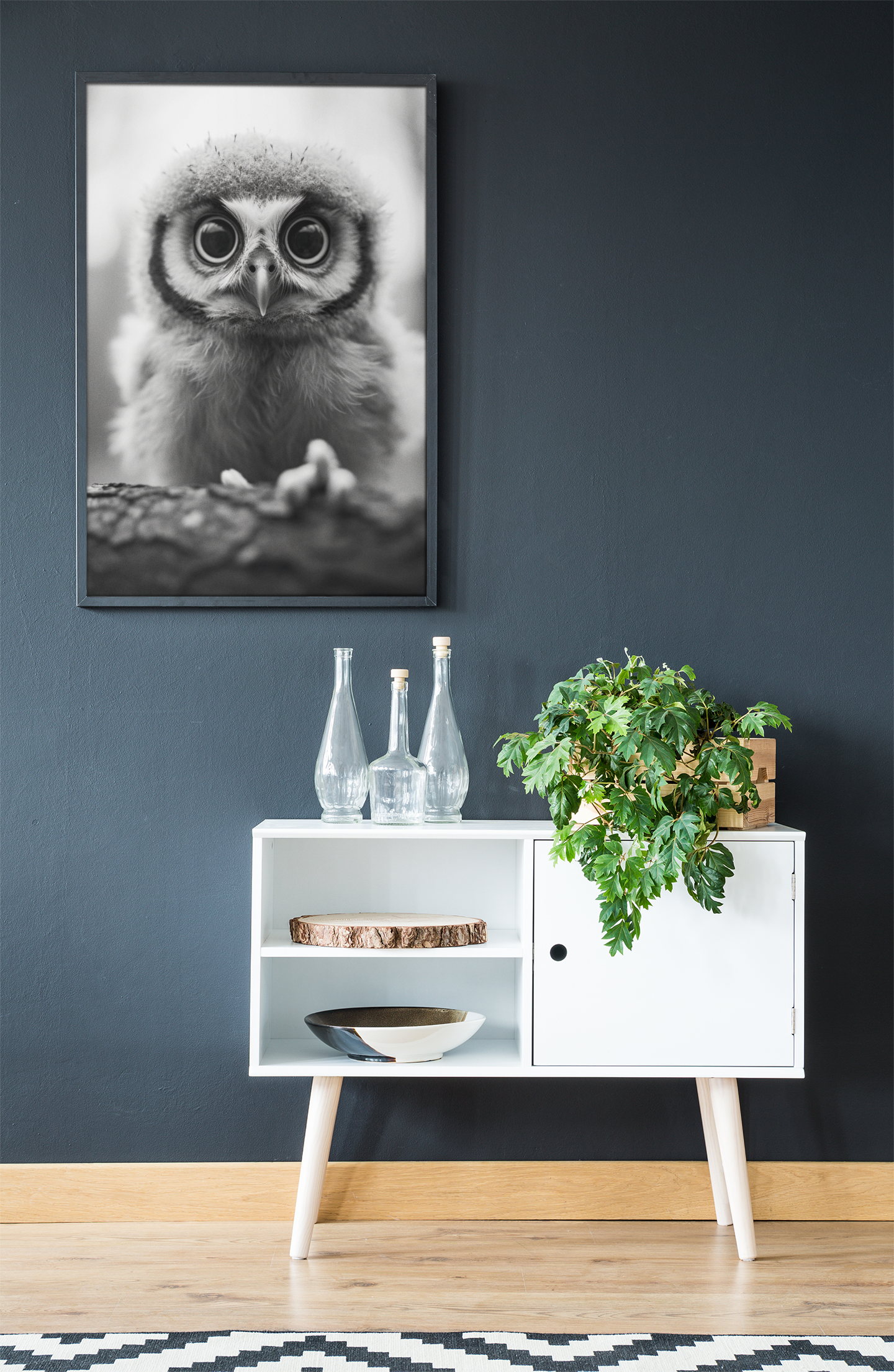 Paperwhite Lille Ugle - Sort Hvid Foto - Vintage Plakat for engroshandel på Faire2