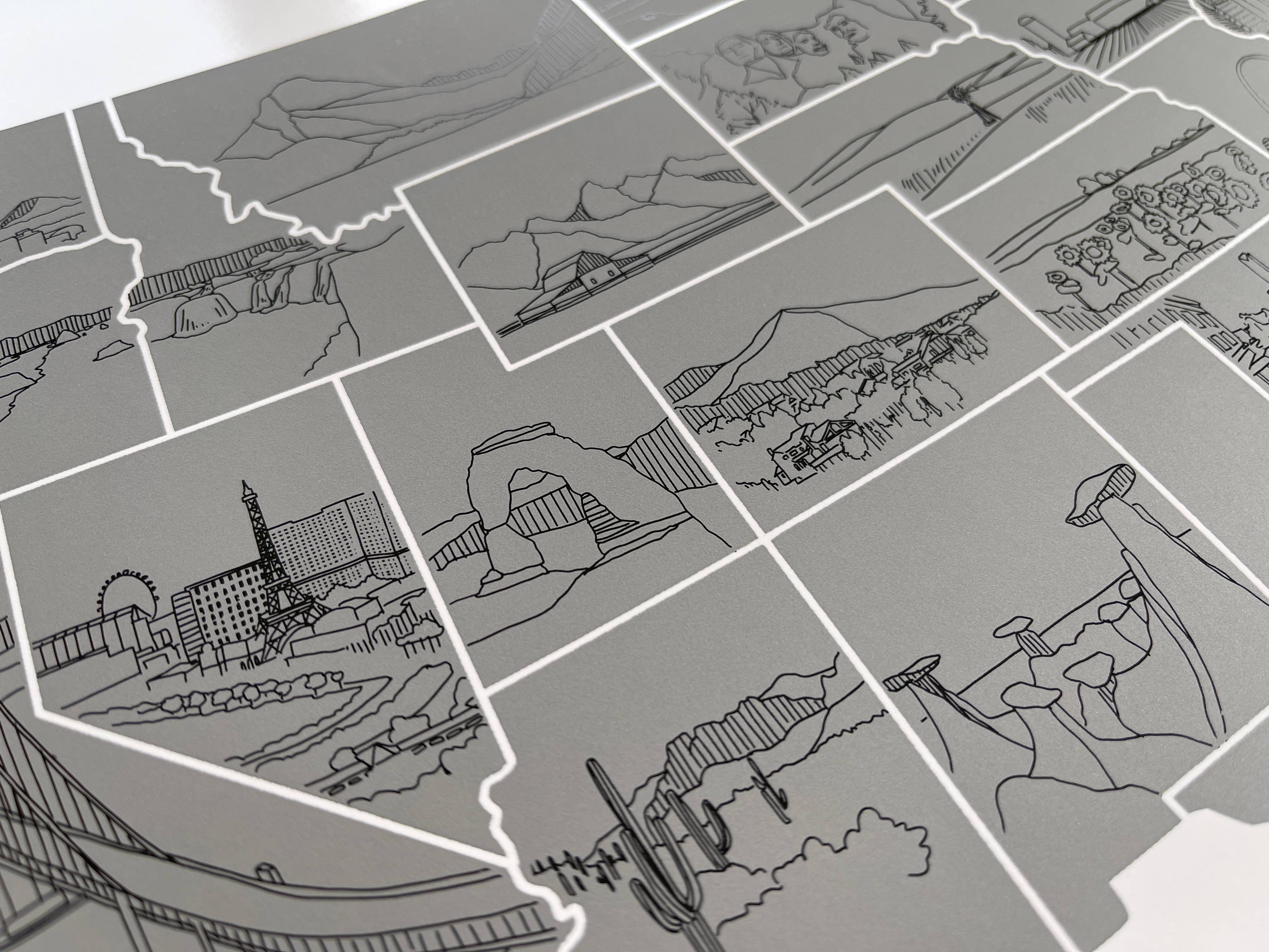 Waypoint Wanders – wholesale Karta – Illustrerad US Scratch off map6