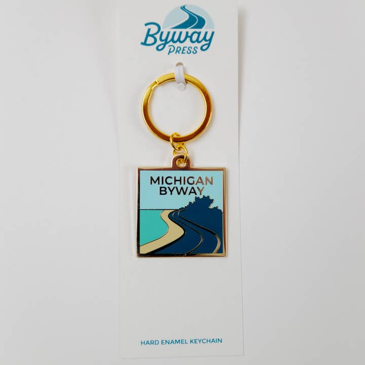 Michigan Byway Enamel Keychain for wholesale by Byway Press