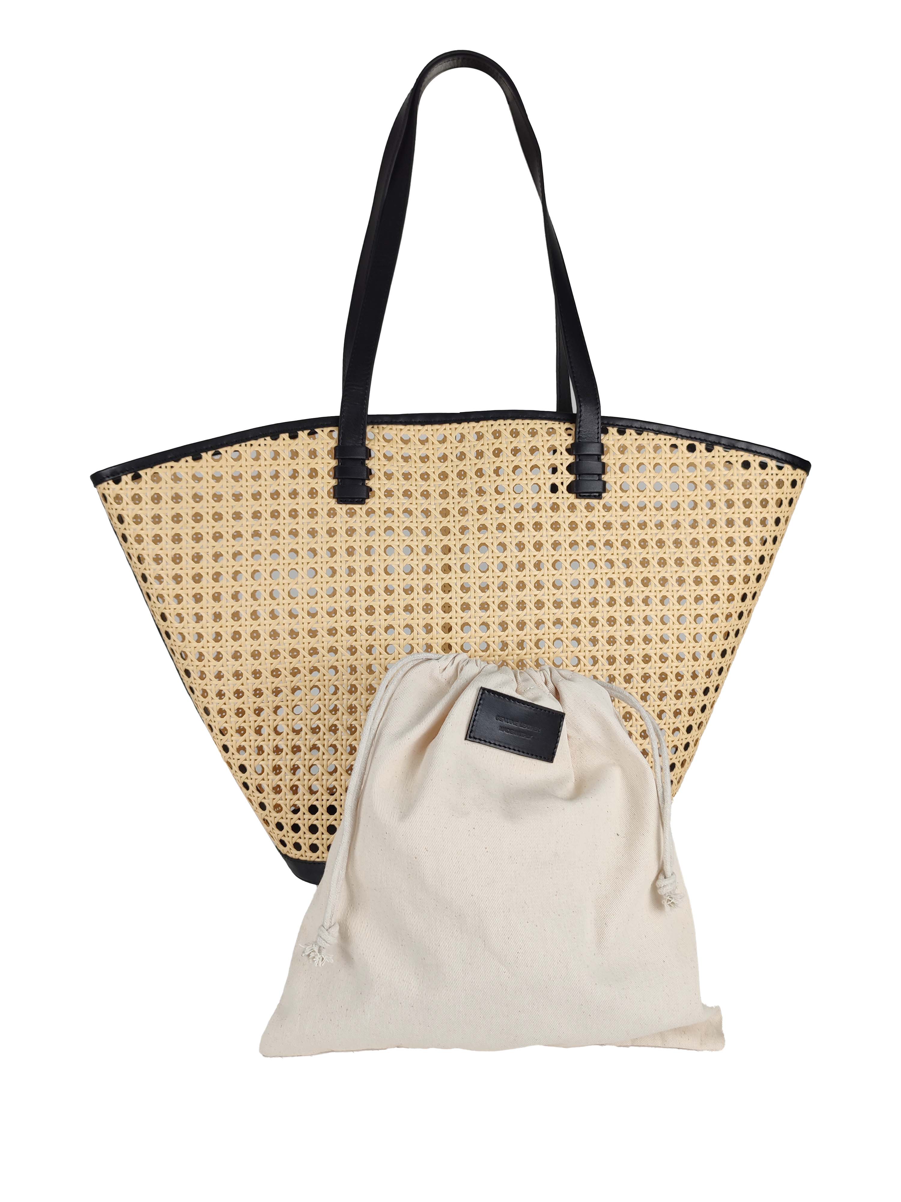 Florence Leather - Wholesale Beach Bag - Rattan handbag with leather details3