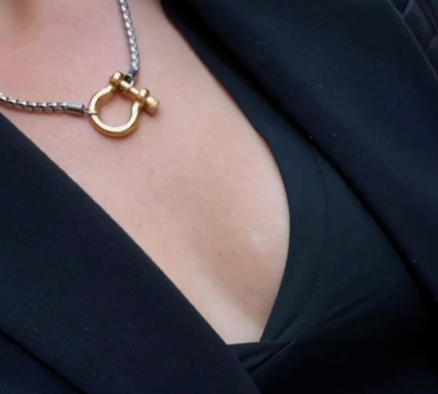 HoopLa - Wholesale Pendant/Charm Necklace - Carabiner horse Bit- Charm-Wheat Chain Stainless Necklace11