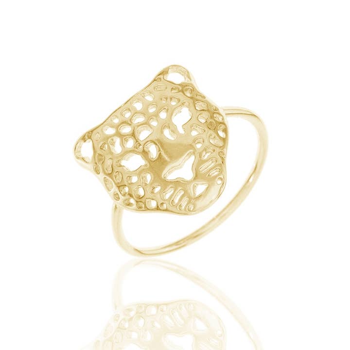 Anello argento - pantera - 12 - argento placcato oro per la vendita all'ingrosso da parte di Buganto