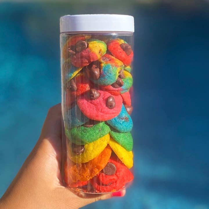 Baked in Color - Wholesale Cookie - Rainbow Bite Size Chocolate Chip Cookie Tubes - 4 tubes ttl1