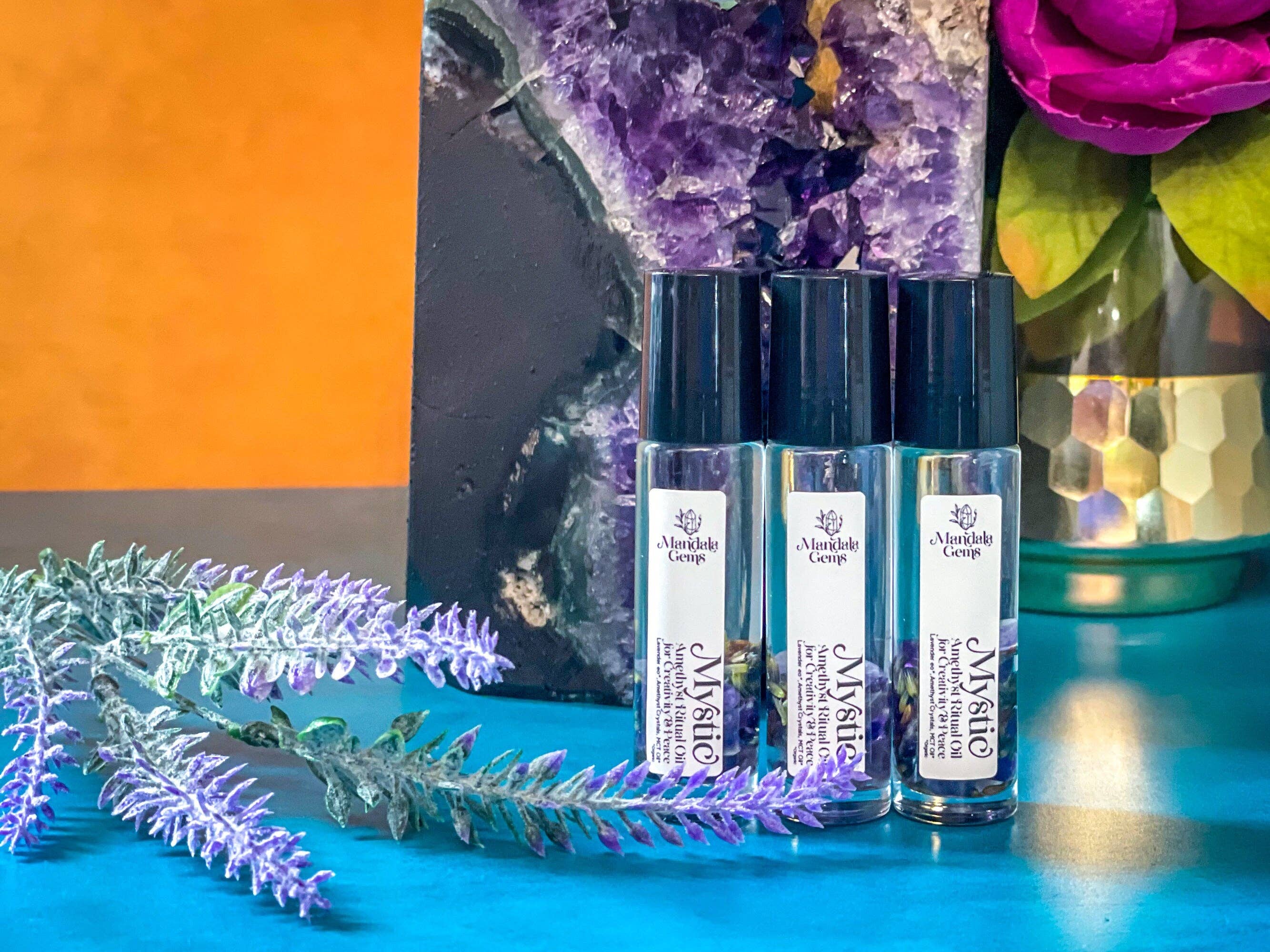 Mandala Gems – wholesale Essential oil roll-on – MYSTIC Roll On With Amethyst & Lavender essential oil roller3