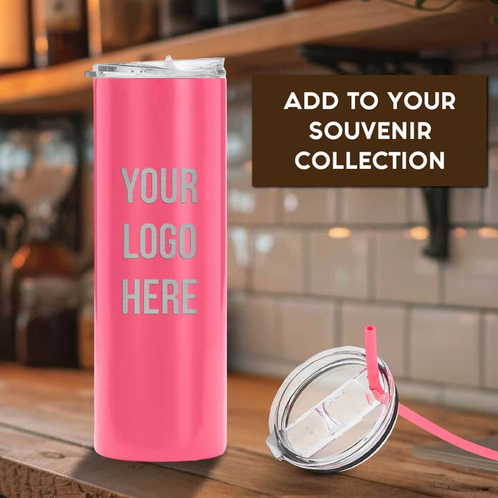 Engrave My Memories - Wholesale Insulated Mug/Tumbler - Custom Engraved Logo Skinny Tumblers, Personalized Bulk 20oz