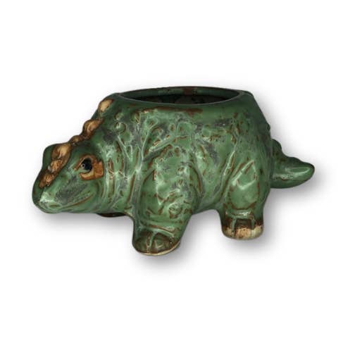 Green Stegosaurus Dinosaur Flower Pot Planter for wholesale by Elkhorn Succulents