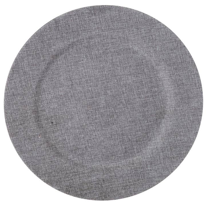 Grey Round Plastic Charger Plate | 1 Charger for wholesale by Luxe Party