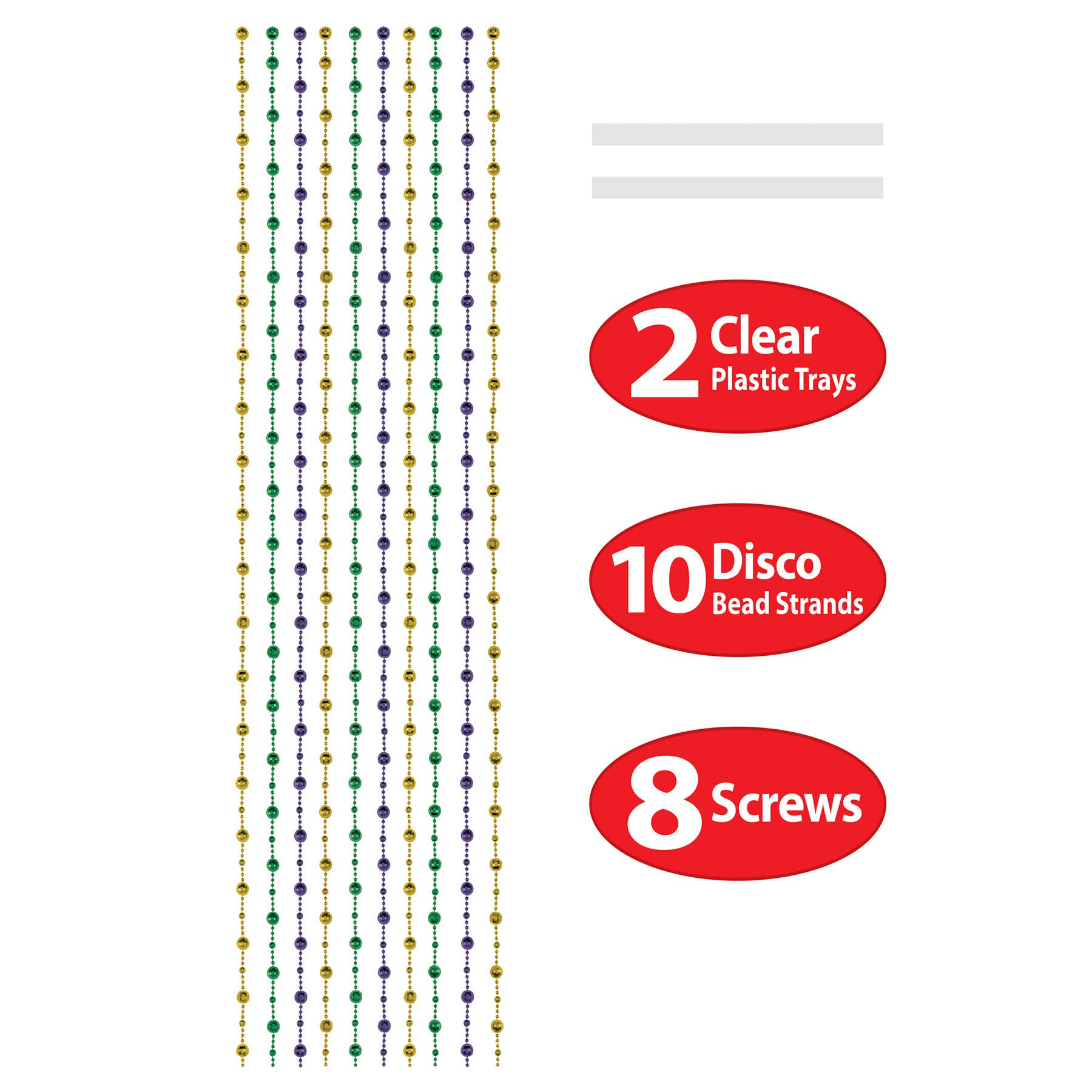 Beistle - Wholesale Decal - Party Decorations - Green, Gold & Purple Disco Ball Bead Curtain, 6' 6" x 24"3