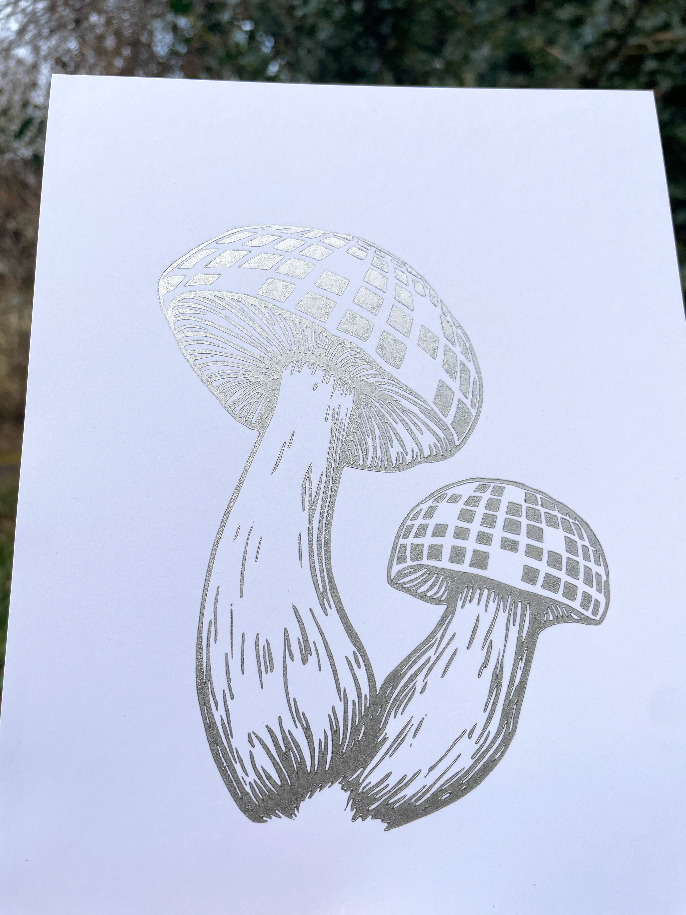 Augury Press – wholesale Konsttryck – Disco Mushroom Linocut-tryck6