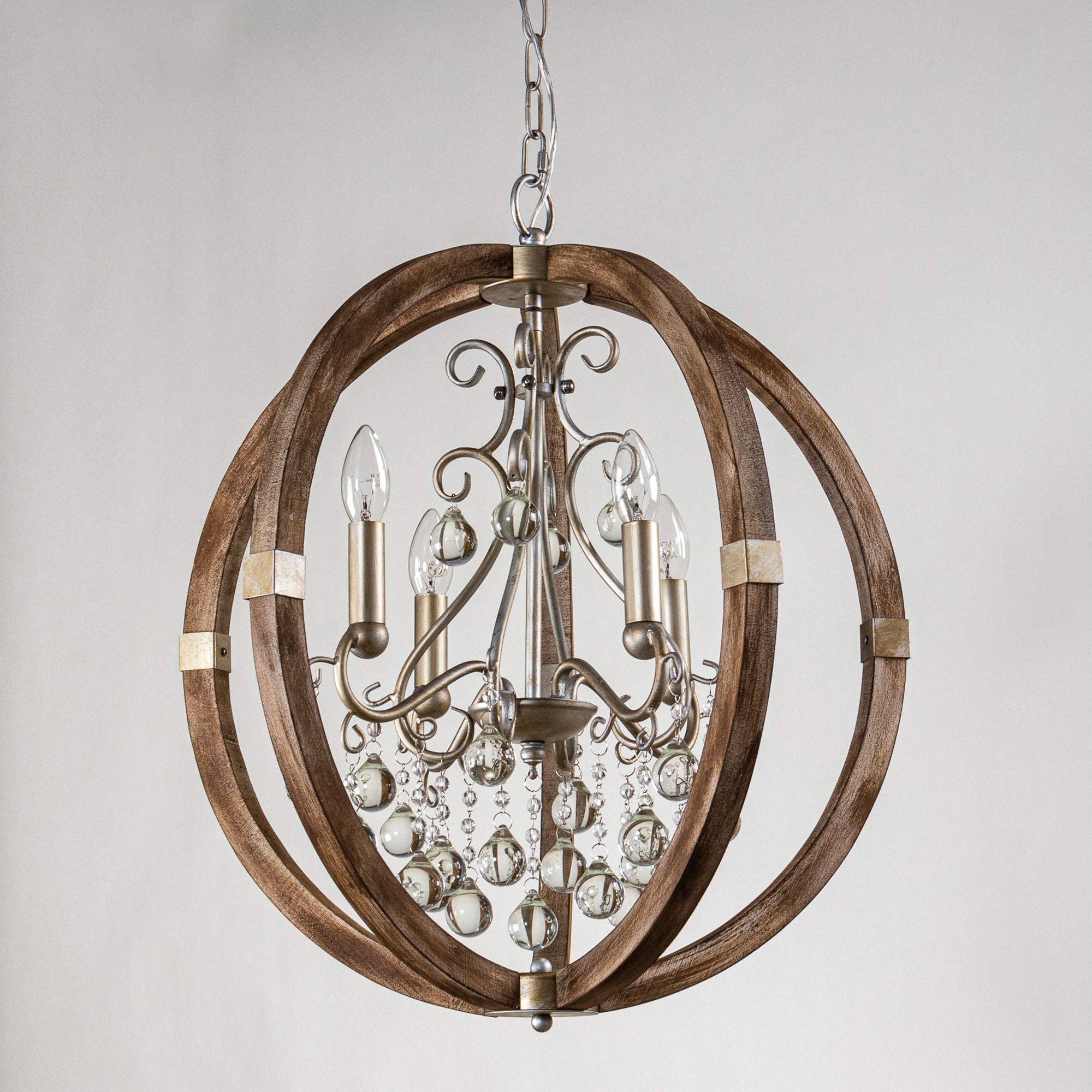 Brio Lighting - Wholesale Chandelier/Hanging Light - Lusteria Rustic Brown 4-Light Caged Pendant Light4