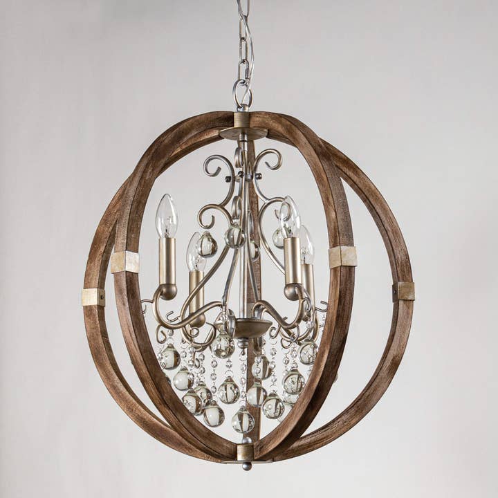 Brio Lighting - Wholesale Chandelier/Hanging Light - Lusteria Rustic Brown 4-Light Caged Pendant Light4