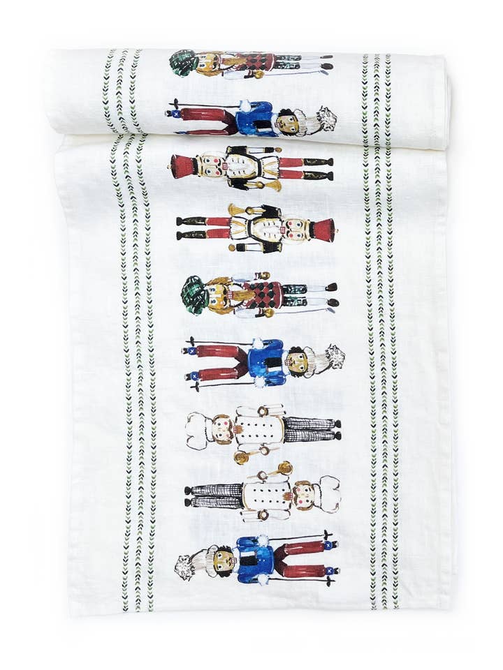 Nutcrackers Linen Runner for wholesale by Darling Lemon