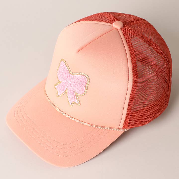 Fashion City - Wholesale Trucker Hat - Women's - Pink Bow Patch Foam Mesh Back Trucker Hat14